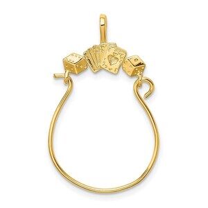 Million Charms 14k Yellow Gold Cards and Dice Charm Holder Pendant